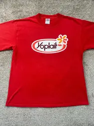 VINTAGE Yoplait Shirt Mens Large Red Crew Neck Short Sleeve 1990 90s Running T