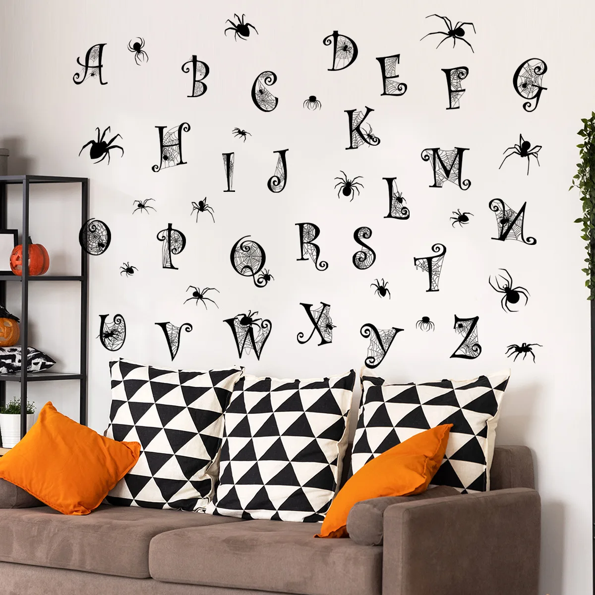 

Halloween ABC Wall Decals - Educational Cartoon Alphabet Stickers for Kids' Early Learning & Spooky Room Decor
