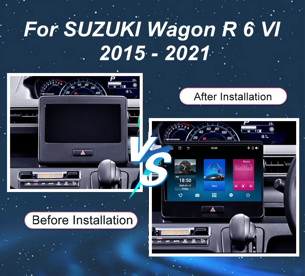 Android 16 Car DVD Carplay For Suzuki Wagon R 6 VI 2017 - 2021 Auto Radio Stereo GPS Navigation Multimedia Player Head Unit WIFI