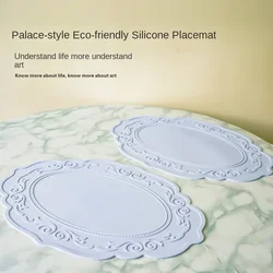 Oval relief lace placemat Korean European silicone table mat Non-slip, anti-wrinkle, easy to clean, heat insulation mat