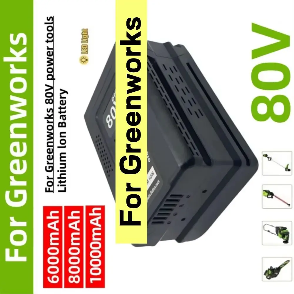 For Greenworks 80V Max-Lithium-ion Battery, Replacement Battery, 6 Ah, 8 Ah, 8.0Ah, 10.0Ah, GBA80200, GBA80250, GBA80400, GBA805