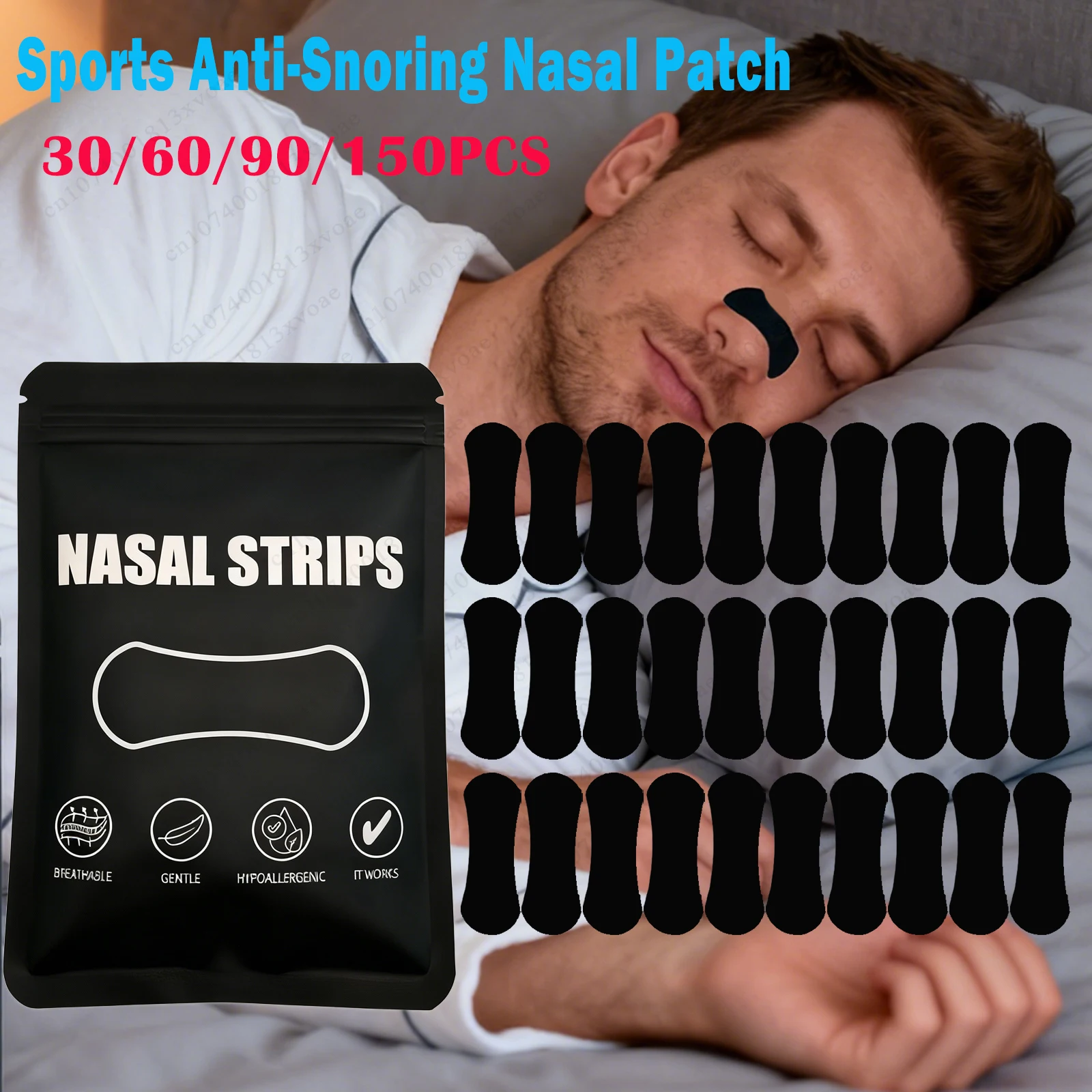 

Спортивные полоски для носа против храпа для дыхания, физическое расширение, дышащие, улучшенные носовые пластыри, носовые полоски для лучшего сна