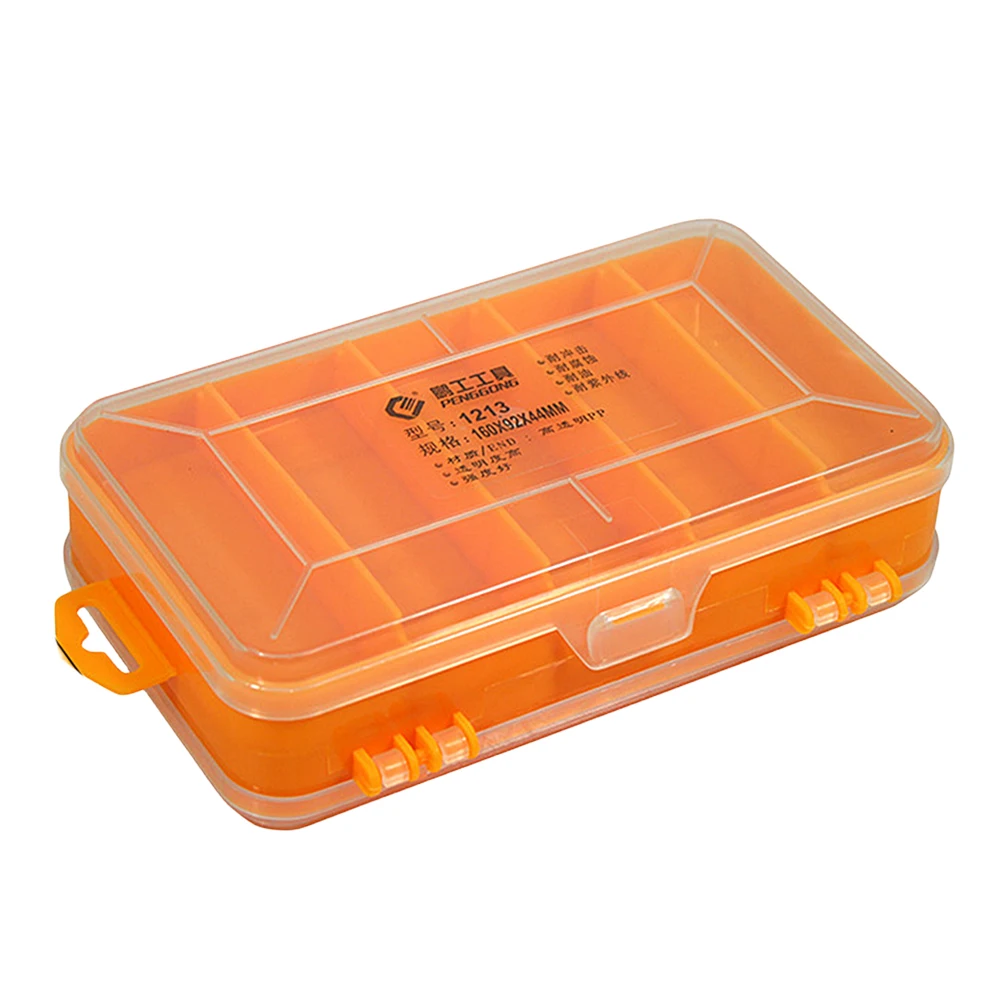 Double-Side Small Parts Storage Case Compartment Plastic Tools Box Organizer Rectangle Box Case for Electronic Parts Screw Beads