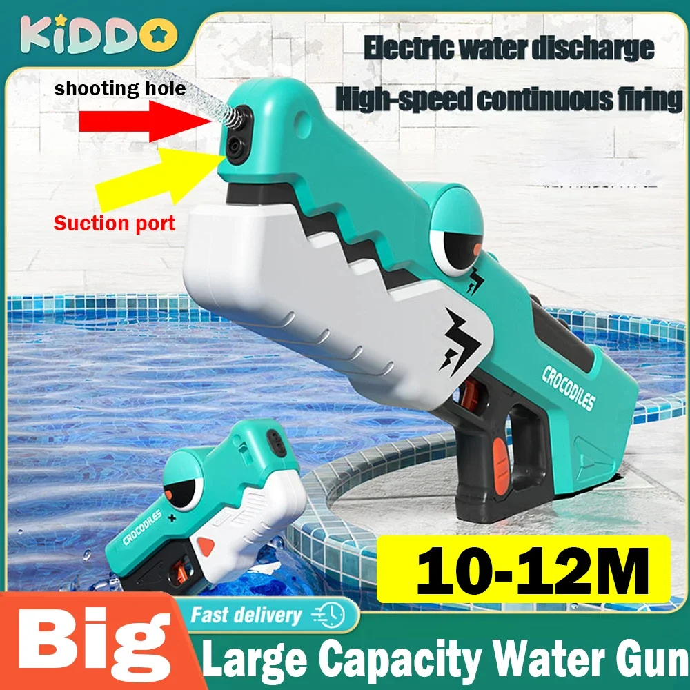 Full Automatic Water Gun Electric Pistol Large Capacity Continuous Shooting Toy Crocodile Beach Toys for Children Christmas Gift