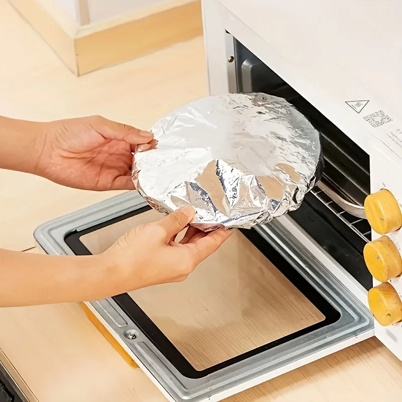 10/100pcs Aluminum Foil Cover Heat-Resistant Insulation Lid for Bowls Plates Keep Food Warm Fresh Kitchen Food Grade Cling Wrap 5