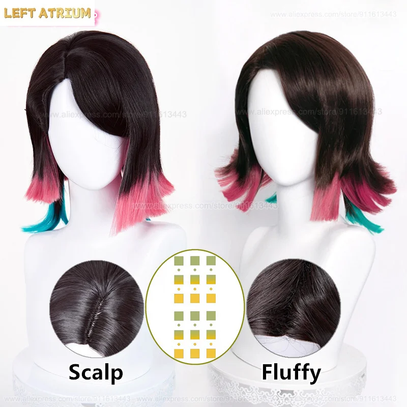 

Anime Enmu Unisex 35cm T-color Gradient Cosplay Anime Wig Stickers Heat Resistant Synthetic Hair Halloween Party Wigs + Wig Cap