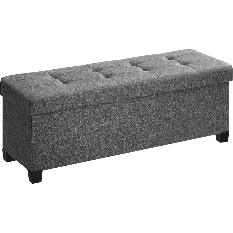 Storage Ottoman Bench, Foldable Foot Rest with Legs, 15 x 43 x 15.7 Inches, End of Bed Bench, Storage Chest, Load up to 660 lb