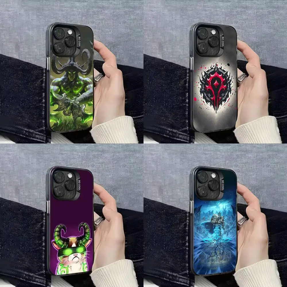 

World of W-Warcraft Cat Phone Case For iPhone 16,15,14,13,12,11,Mini,Pro,E,SE4,XS,MAX Black Candy Matte Box