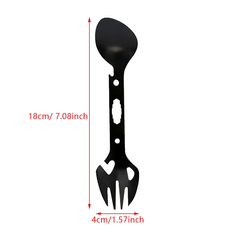 Outdoor Survival Tools 5 In 1 Camping Multi-functional EDC Kit Practical Fork Knife Spoon Bottle/Can Opener