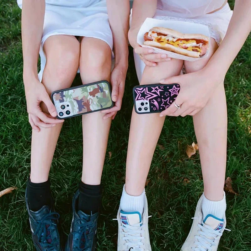 Wildflower التمويه هريرة كامو الشؤون العسكرية المضادة للسقوط جراب هاتف آيفون 12 13 14 15 16 برو ماكس wf غطاء ناعم الحواف