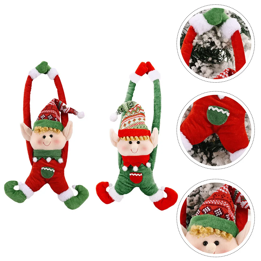 

2pcs Red Fairy Door Hanging Curtain Buckle Christmas Decoration Lovely Festival Home Party Decor Door Pendant Tie Buckle