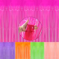 Glow in The Dark Fluorescent Neon Macaron Tinsel Foil Fringe Curtains Birthday Halloween Party Decorations Backdrop Photo Booth