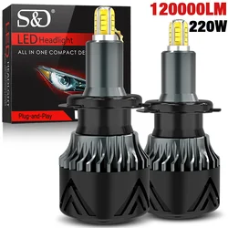 120000LM H7 Led Car Headlight Bulbs 220W 4 sides 3D Canbus H1 H8 H11 HB4 HB3 9005 9006 CSP Mini Auto Lamp 9012 HIR2 6000K 12V