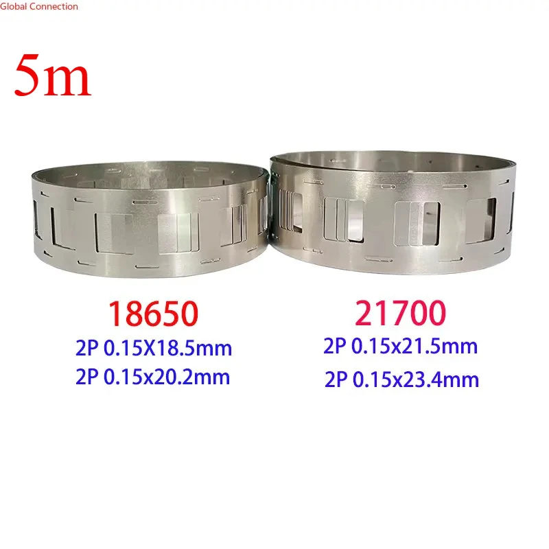 5m 2P 18650/21700 Battery Spot Welding Nickel Plated Strip 0.15mm Thickness for 18650/21700 Li-ion Battery Welding Nickel Sheet