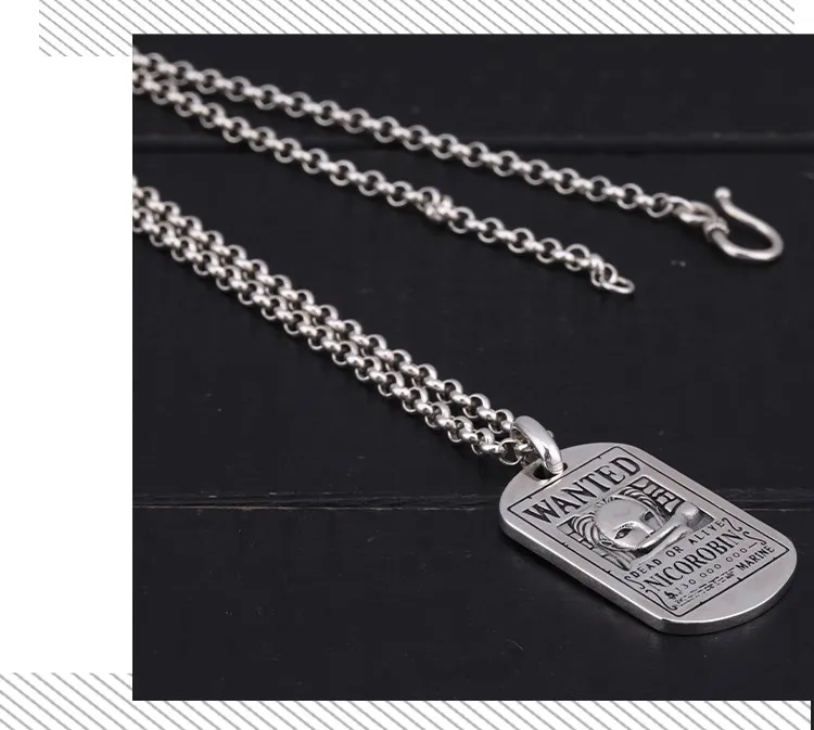 Anime Surrounding Cute Creativity s925 Sterling Silver Lufeiqiao Ba Wanted Tag Necklace Hip Hop Brand Pendant