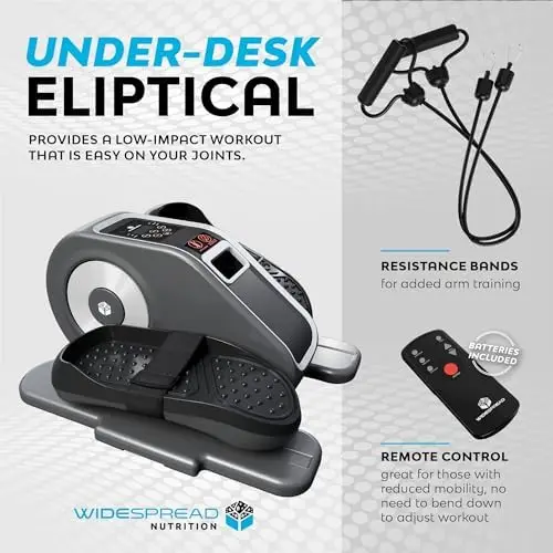 Under Desk Elliptical Machine, Electric Seated Leg Exerciser, Mini Ellipse with Remote, 12 Speed Levels, Forward & Reverse Direc