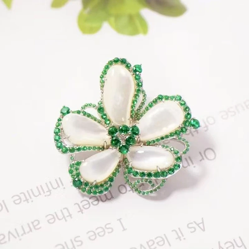 Flower Necklace Earring Brooch Jewelry Sets For Women Fine Jewelry 925Sterling Silver Luxury Elegant Romantic Female Gift