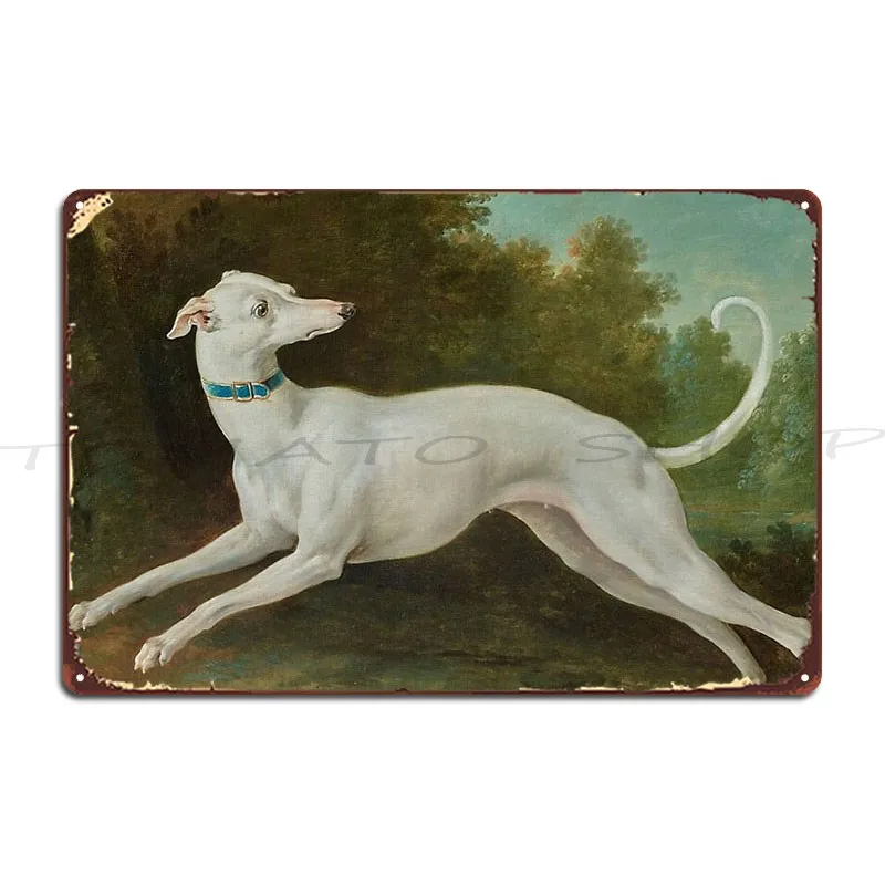 Laura Los Perros White Greyhound Jean-Baptiste Oudry The Borzoi Of Borodino Metal Plaque Printed Wall Mural Tin Sign Poster