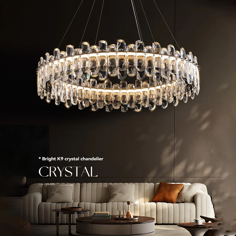

Led Crystal Chandelier With Smart Remote Controladjustable Dimmable Modern Pendant Lamp For Dining Living Room Bedroom