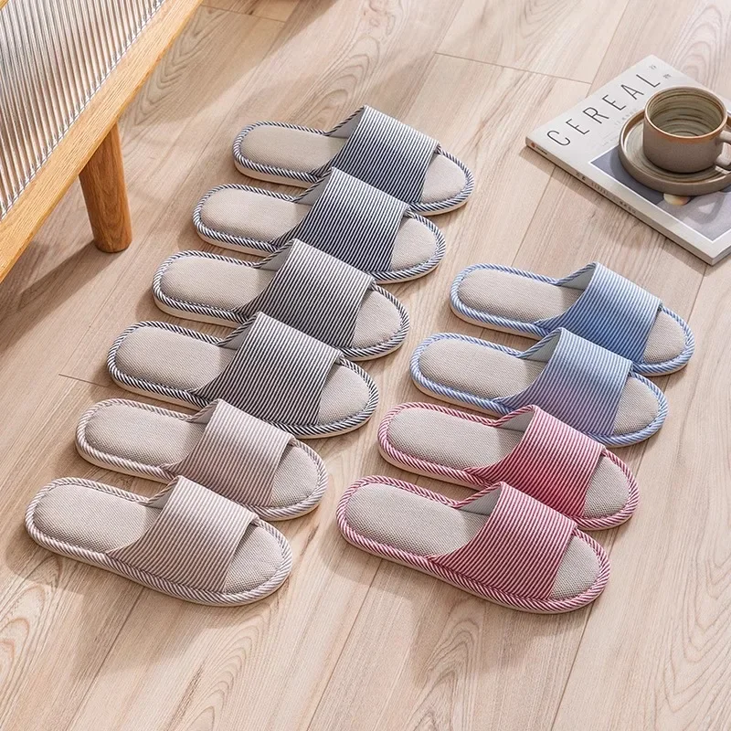 

Новинка 2023 года, льняные тапочки, летние и осенние домашние нескользящие домашние и домашние льняные тапочки с мягкой подошвой из ткани для мужчин