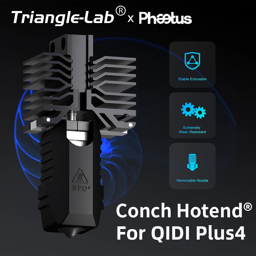 

Trianglelab＆Phaetus Conch Hotend Perfect Fit for QIDI Plus4 Extremely Wear-Resistant Stable Extrusion Removable EndCoat Nozzle