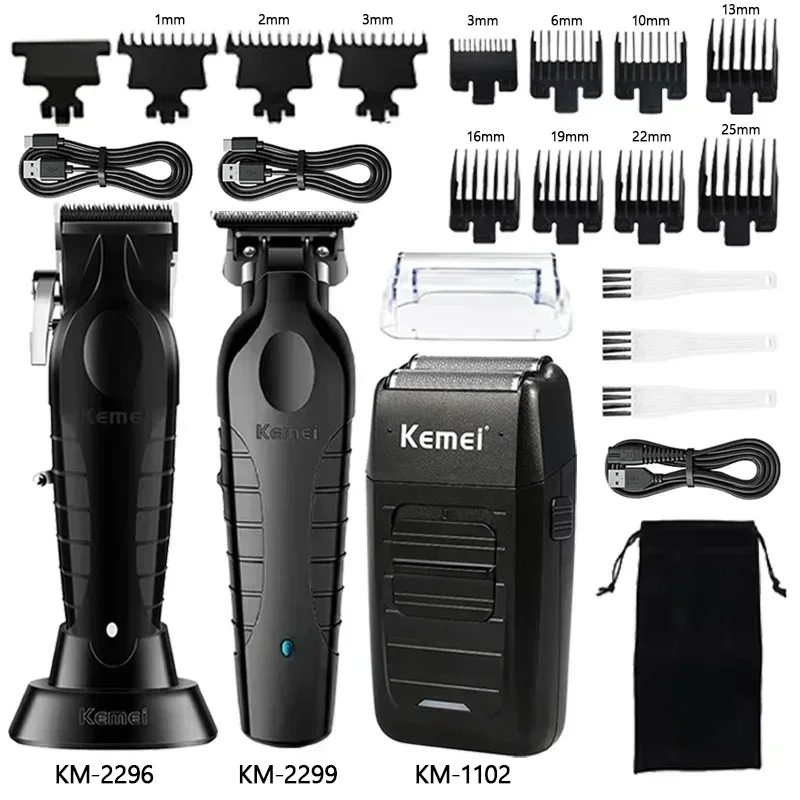 Kemei Hair Clipper Kit KM-2296 KM-2299 KM-1102 Men's Electric Shaver Hair Trimmer Machine Professional Hair Cutting Machine Men