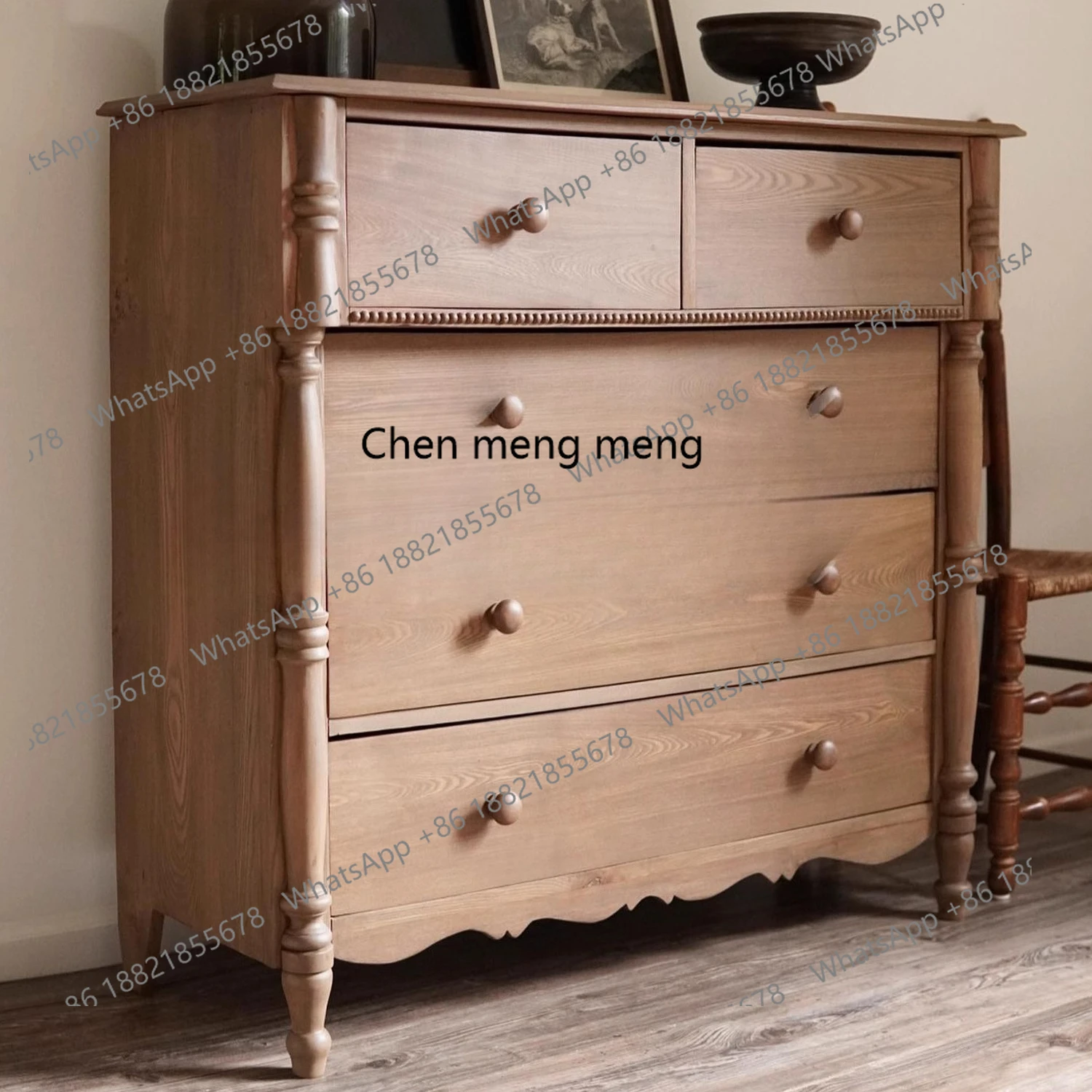 

Solid wood chest small apartment bedroom storage, simple living room wall storage decorative cabinet