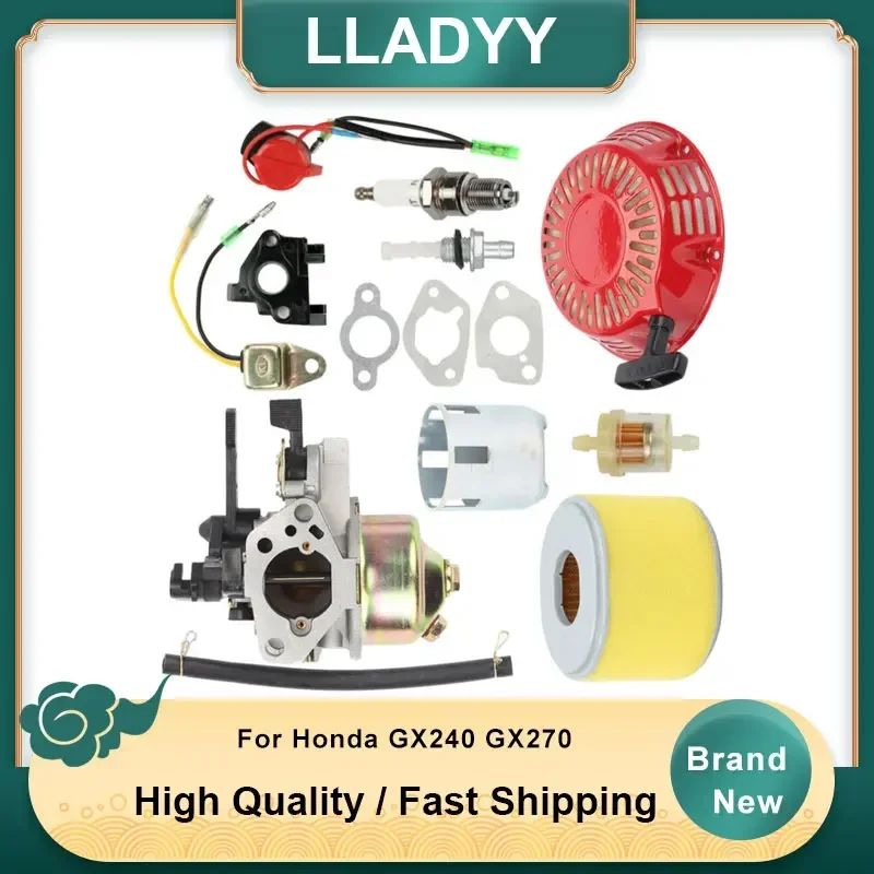 Carburetor Kit For Honda GX240 GX270 Recoil Starter Ignition Coil Air Filter