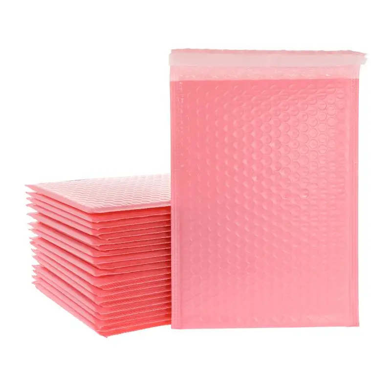 100 pçs bolha mailers envelopes acolchoados filme pérola presente saco de envelope de correio para livro revista forrado mailer auto selo rosa