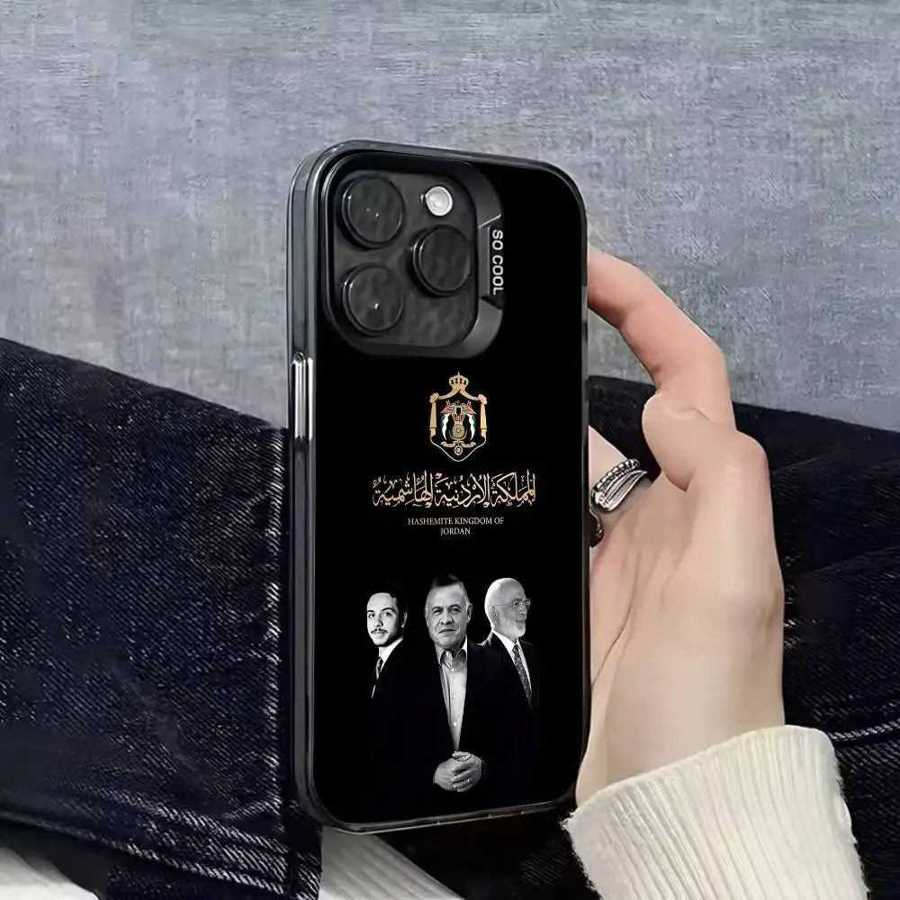 جواز السفر العلم جوردان عبد الله بن هوسين جراب هاتف آيفون 17,16,15,14,13,12,11,Pro,Max,Plus,E,SE4,Air,Mini Black IMD Cover #3