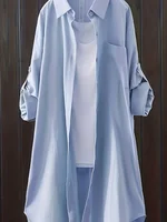 Blusa transpirable de talla grande para mujer, camisa coreana, nueva moda informal holgada Popular, Top de manga larga liso Simple para mujer