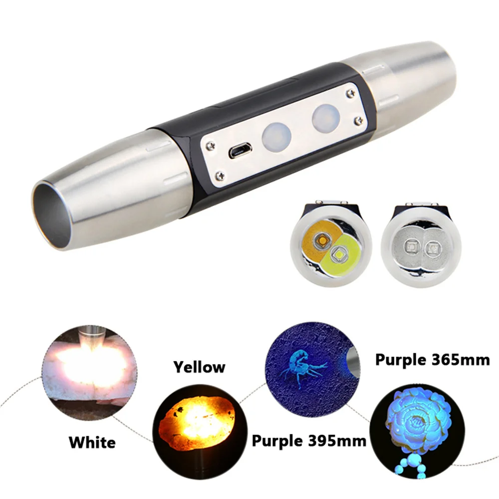 Four Light Source Strong Light Flashlight Identification with USB Charging Jewelry Jade Jade Identification Wenwan Beeswax