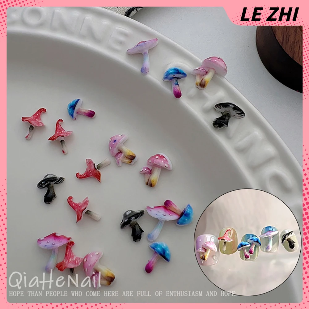 

20Pcs Cute Cartoon Mini Hallucinogenic Mushroom Nail Art Decoration 3D Colorful Resin Manicure Supplies Wholesale Birthday Gift