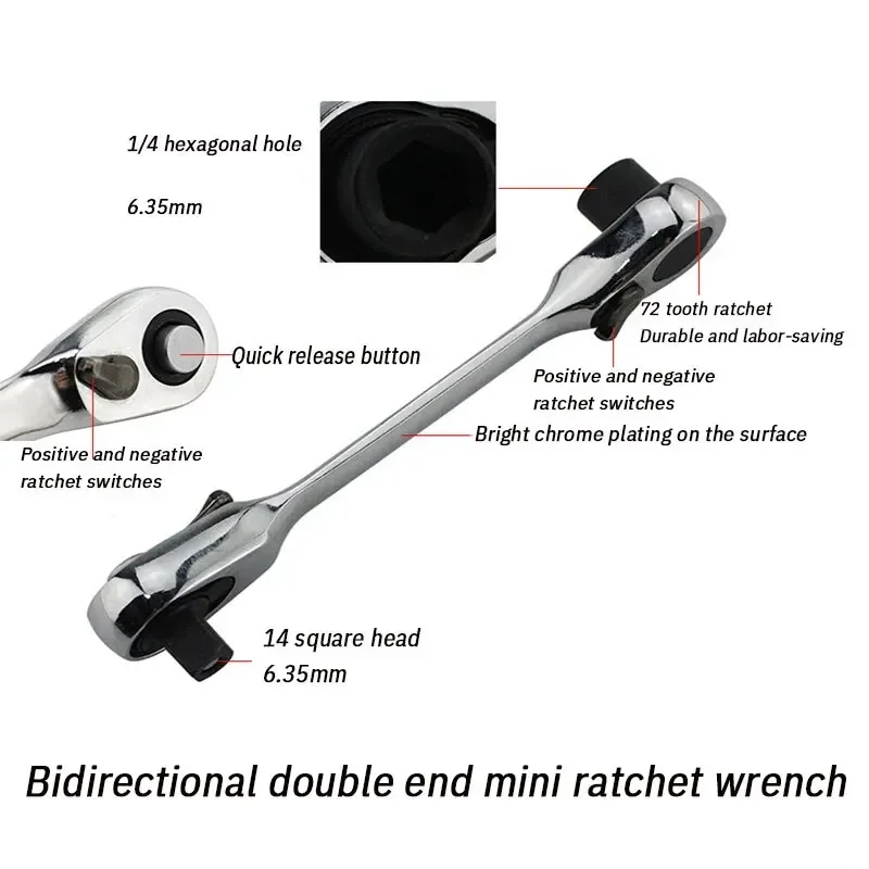 New Mini Ratchet Wrench Double Ended Quick Socket Ratchet Wrench Screwdriver Hex Torque Wrenches Hand Repair Tools