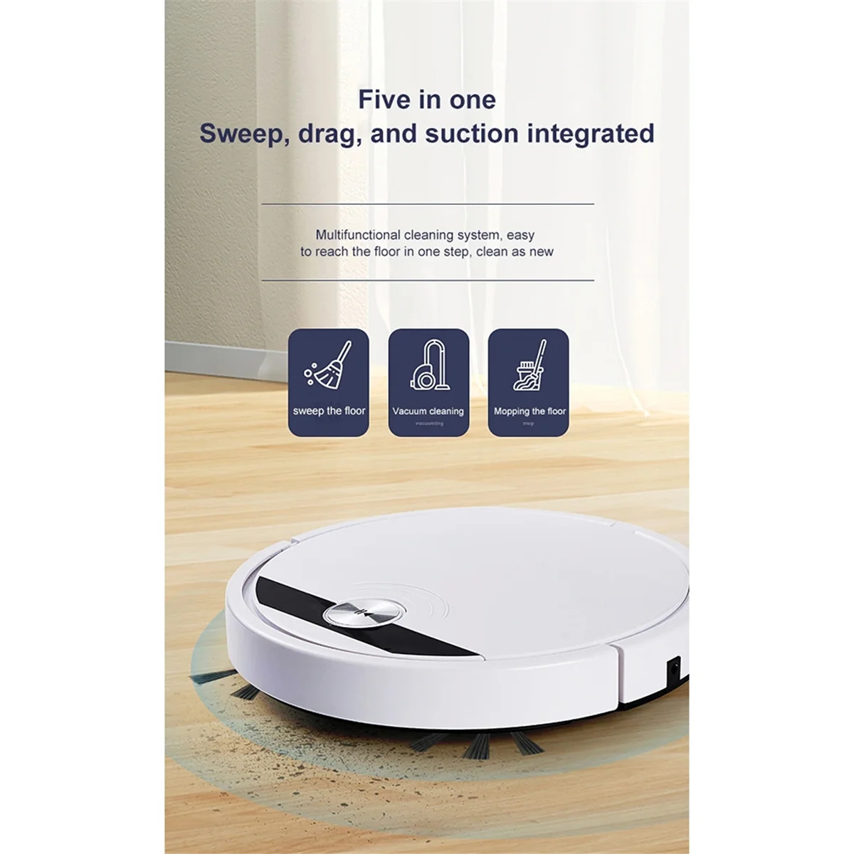 5-In-1 RS800 with Remote Control Super Quiet Smart Robot Vacuum Cleaner Wet&Dry Mopping Floor Home Appliance Black,AJAS