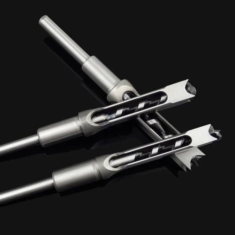 4pcs Square Hole Drill Bit Auger Bit Steel Mortising Chisel Drilling Craving Woodworking Tools Core Twist Drill Bit