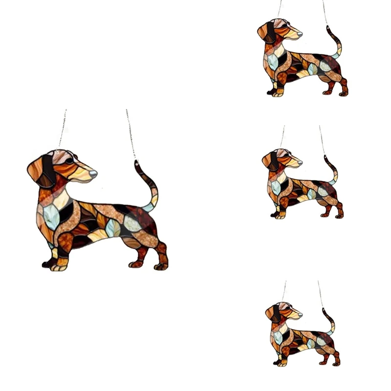 Hot Dachshund Window Hanging Suncatcher Sun Catchers Indoor Outdoor Window Dachshund Dog Stain Glass Window Ornament