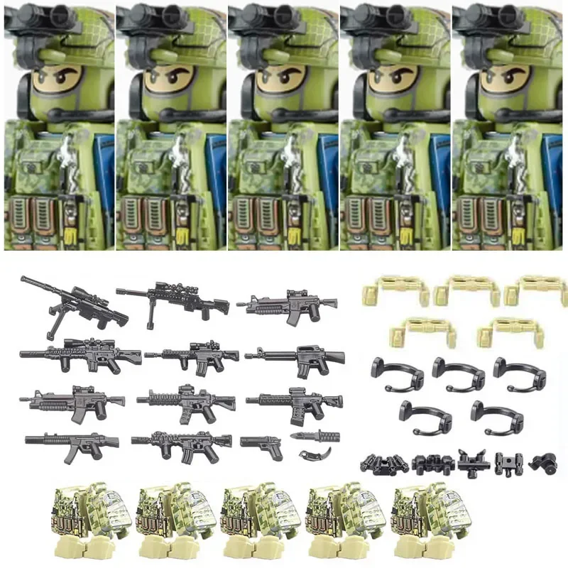 Militär Armee Figuren Bausteine SWAT Ghost Commando Special Forces Soldat Waffen Pistole Hut Schild Gürtel AK Mini Ziegel Spielzeug