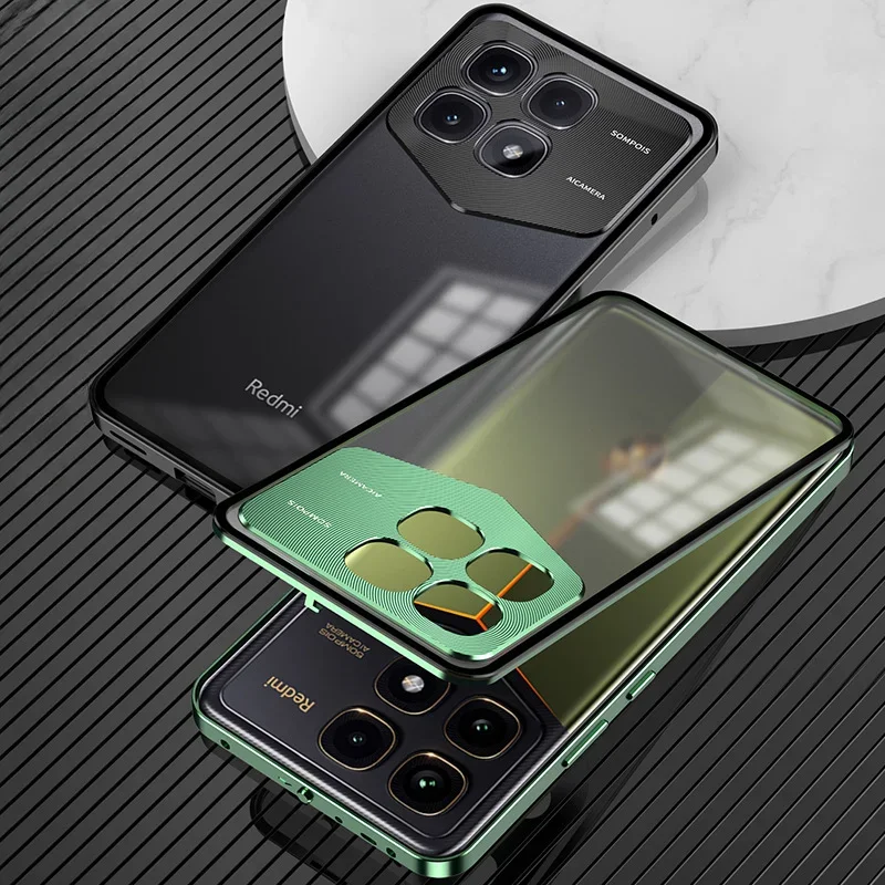 Custodia magnetica in vetro temperato per Xiaomi Redmi K70 Ultra Cover posteriore con struttura in metallo in lega per custodie Redmi K70Ultra opaca