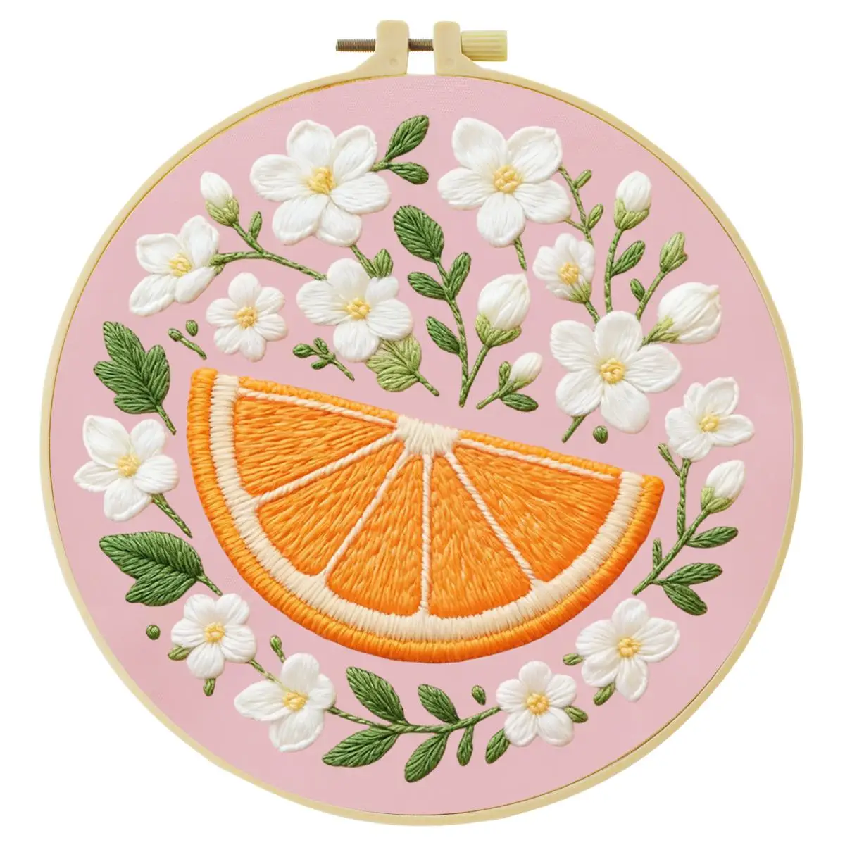 1 Stück 20X20CM/15X15CM 7,87/6,3 Zoll Orange Stickerei-Starter-Kit DIY-Kit DIY-Stickerei-Set Handarbeiten Nadelkunst Heimdekoration – Detail 3