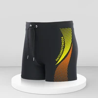 European Size Geometric Graphic And Letter Print Men's Swim Trunks With Drawstring, Quick Dry And Stretchable Shorts For Summer 2