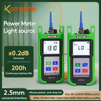 Optical Fiber Power Meter KomShine KPM-35 Singlemode Fiber Optic Light Source with FTTH Fiber Cable Tester KLS-35 1310/1550nm