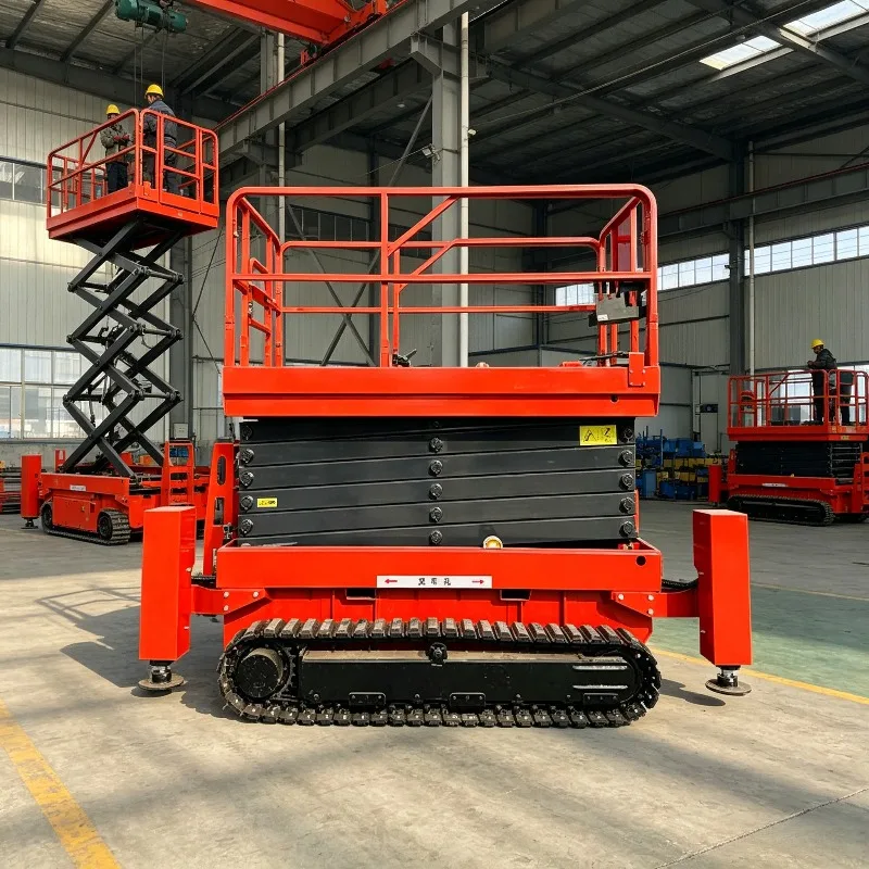 Steel Track Type Lifting Platform 6M 8M 10M Outdoor Cross Country Aerial Working Vehicle Self Propelled Track Scissor Table Fob