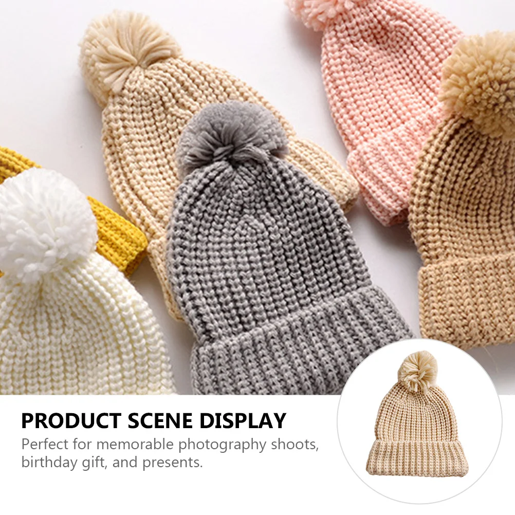 

1 шт. вязаная шапка для малышей, мягкая, эластичная, теплая зимняя шапка, подходит для большинства размеров, модный подарок для осенних и праздничных прогулок