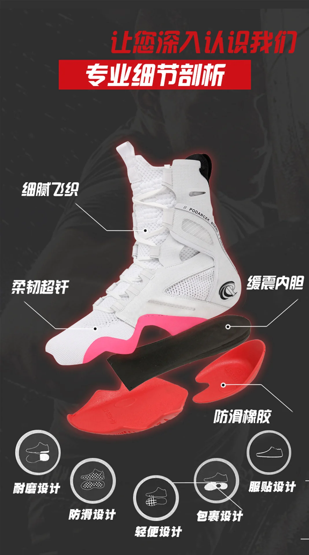 Professional Men's High Top Fighting Sneakers Comfortable Wearable Wrestling Shoes Competition Training Boxing Shoes