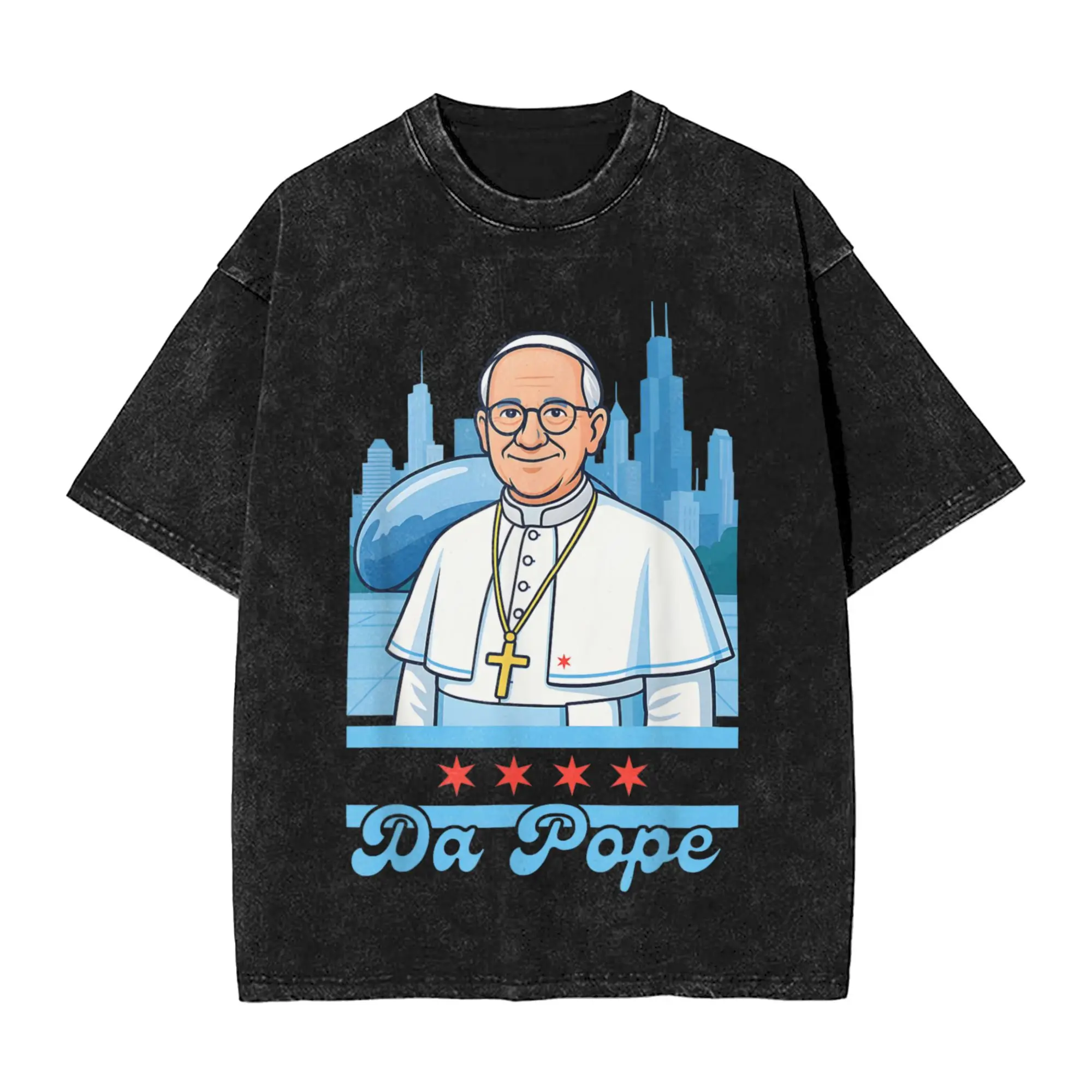 دا البابا البابا ليو الرابع عشر شيكاغو 312 الأمريكية بسيطة تي شيرت تتجه تي شيرت للرجل الشاطئ Y2K ريترو طباعة تي شيرت