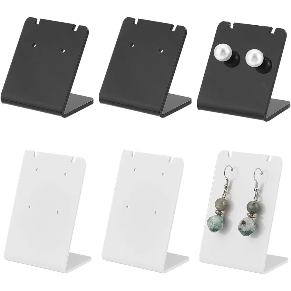 10 Pack Acrylic Earring Displays Stand 2 Styles Single Pair L-Shape Jewelry Necklace Holder Earring Organizer Show Rack Display