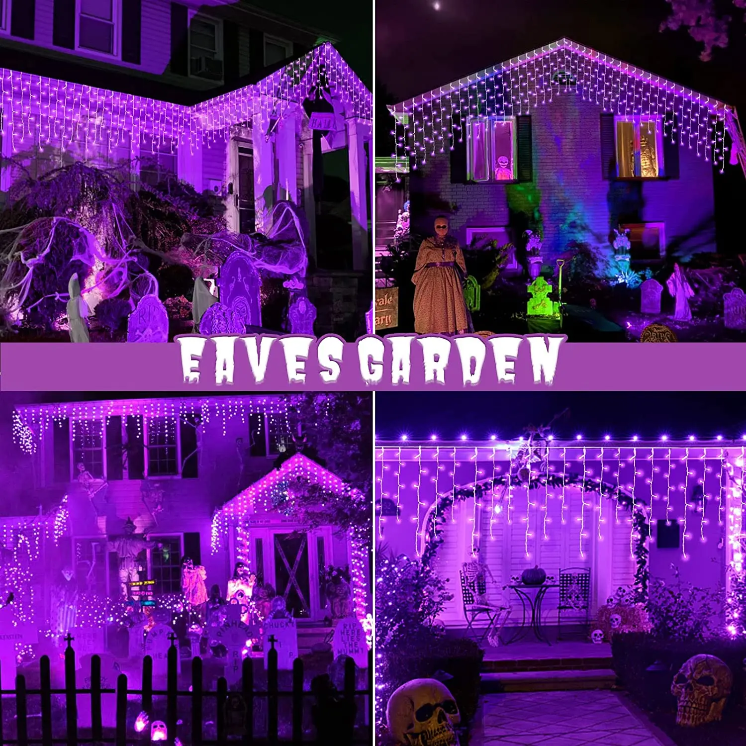 LED Icicle Christmas Lights Outdoor Hanging Ceiling Fairy String Curtain Lights 4M*0.4/0.5/0.6M For Xmas/New Year/Wedding Decor