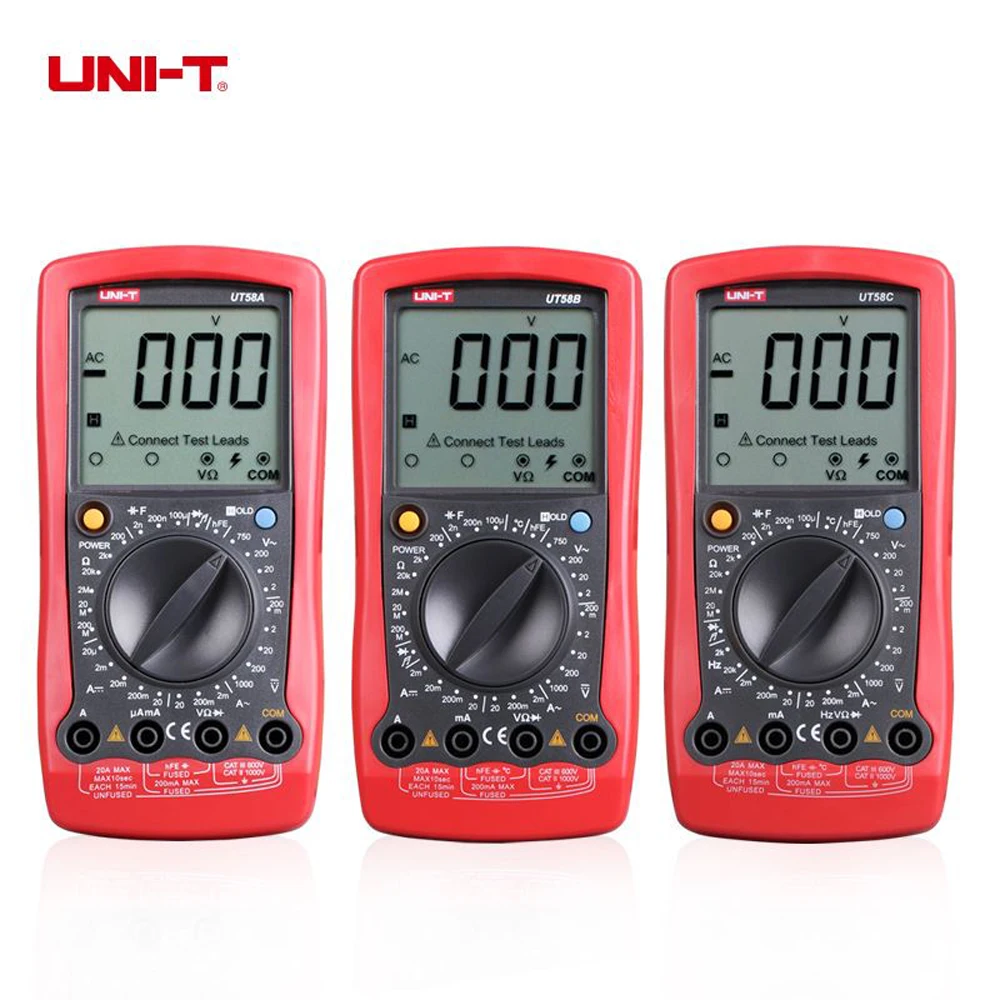 UNI-T UT58A UT58B UT58C UT58D UT58E Digital Multimeter Current Voltage Resistance Capacitance Frequency Temperature Tester