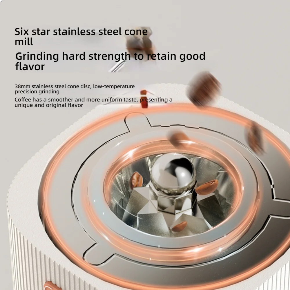 CAFOVO G138C Rechargeable Electric Coffee Grinder 38mm Stainless Steel Conical Burr 60RPM Low Speed Built-in Battery Mill